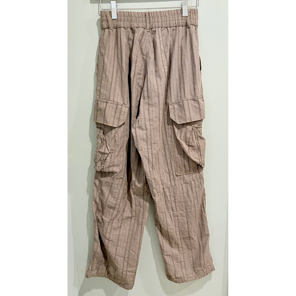 Zara Two Piece Set Ruffle Peplum‎ Cami Top Cargo Pants Taupe Brown XS - Picture 10 of 11